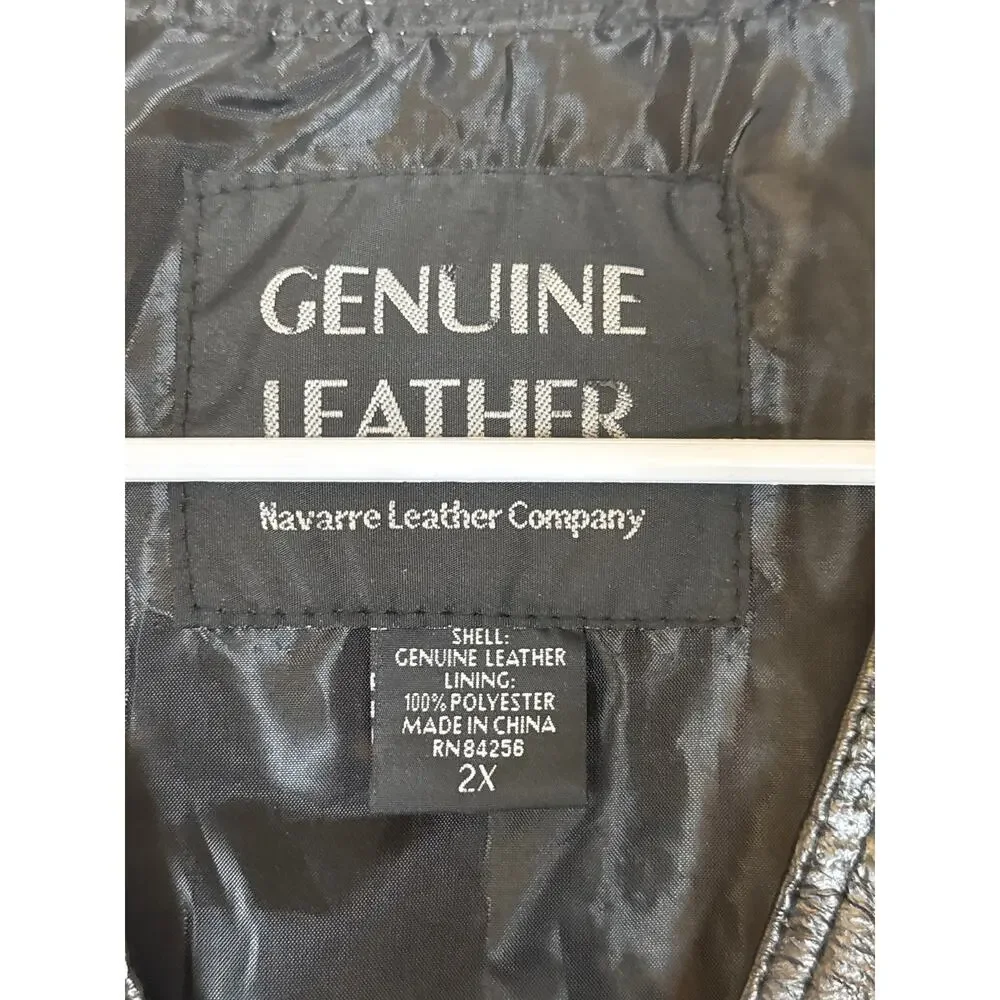 Vintage Mens Black 100% Leather Vest Size 2XL Cowboy Western Workwear Biker